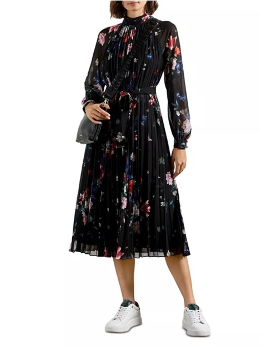 Ted Baker Naniro Sandalwood Pleated Midi Dress Size 4